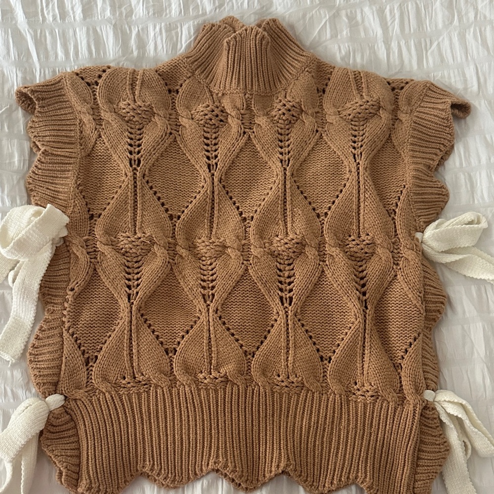 Chic Tan Knit Sweater Vest